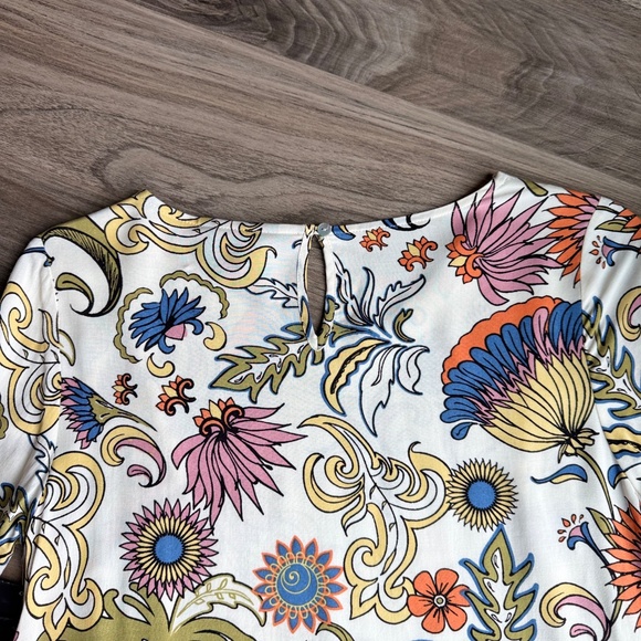 Multiples Floral Paisley Retro Tunic Top with Lace Bell 3/4 Sleeves – Size S - Picture 12 of 14